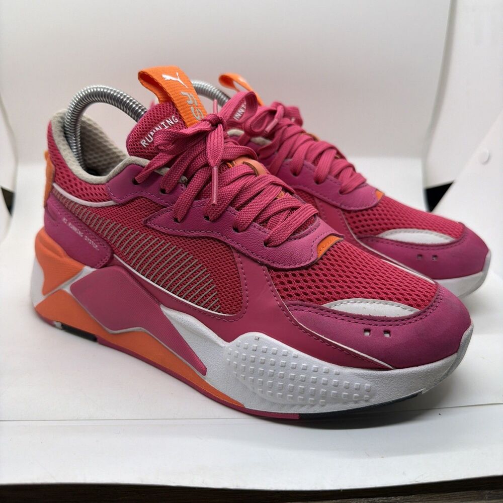Puma RS-X Toys Womens Size 7.5 Red Pink Athletic Running Walking Shoes Sneakers